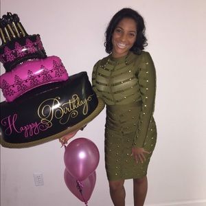 Star Studded Affair Bandage Olive Dress